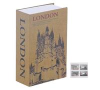 Real Pages Book Safe with Combination Lock, 7.1 x 4.6 x 2.2 in London Book Hidden Diversion Safe Lock Box Steel Code Lock Storage Box for Cash Jewelry