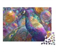 Real Peacock 1000 Pieces Puzzles Colorful Psyche Peacock Wall Decoration Decompression Jigsaw for Men And Women Challenging Puzzles Jigsaw Puzzles for Adults 52x38cm/1000pcs