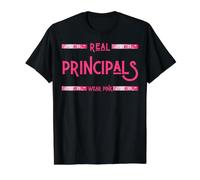 Real Principals Wear Pink Breast Cancer School Principle Value Graphic T-Shirt, Men, Black, L