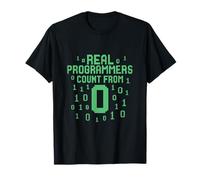 Real Programmers Count from 0 8-Bit Pixel Binary T-Shirt