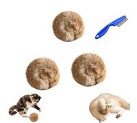 Real Rabbit Fur Cat Toys with Built-in Catnip, 3-Pack 4-Inch Soft Interactive Furry Ball for Small Cats & Kittens, Natural Fur Ball Pet Toy for Chasing Games - Washable (3pcs)