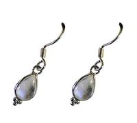 Real Rainbow Moonstone Earrings For Women Sterling Silver Round Shape Astrological Jewelry Chakra Healing