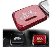 Real Red Carbon Fiber Engine Push to Start Button Trim Cover With Light Hole Compatible With Chevrolet Corvette C7 2014 2015 2016 2017 2018 2019 (Including Base, Z51, Grand Sport, Z06, and ZR1 Models)