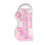 Jelly Dildo with Balls 8"/ 20 cm Realistic Dong with Suction Cup Base Pink