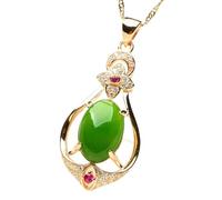 Real Rose & Gold Jade Necklace Pendant For Women Brincos Gold Jewelry Bijoux Femme Jade Bizuteria Chain Necklace