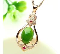 Real Rose & Gold Jade Necklace Pendant For Women Brincos Gold Jewelry Bijoux Femme Jade Bizuteria Chain Necklace