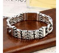 Real S925 Silver Bracelet For Men Double Byzantine Link Bracelet 7-8inL-20cm/7.9inch-79-80g