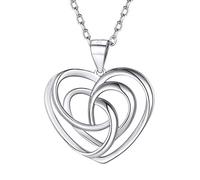Real S925 Sterling Silver Heart Necklace for Women Celtic Knot Pendant with Adjustable Chain 46cm Plus 5cm Extender Irish Jewellery Gift for Women Girls Mom
