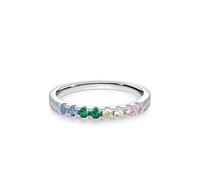 Real Sapphire Wedding Rings for Women Half Eternity, Solid 9 Karat Real Gold Engagement Bands White Gold Promise Rings with Emerald for Her Size T 1/2