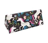 Real Sic Adorable Animal Glasses Case - Magnetic Folding Eco Leather Feel Hard Case for All Glasses, Unicorn (Black), Large