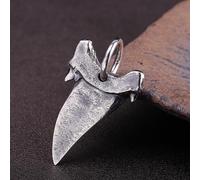 Real Silver Vintage Shark Tooth Necklace Pendant Man S925 Sterling Silver Chain Pendant Jewelry Gift