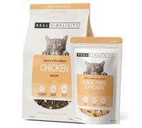 Real Simplicity Grain Free Dry Cat Food (800g), Cage-Free Chicken with Freeze-Dried Pieces, 45% High Meat Recipe, Single Protein Kibble for Adult Cats + Extra 30g Pack of Freeze-Dried Bites