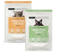 Real Simplicity Premium Lickable Cat Treats, Cage Free Poultry Collection, 35% Chicken & 45% Duck, High Meat Single Protein, Grain Free Cat Food Topper, Adult Cats, 32 x 12g (8 Packs)
