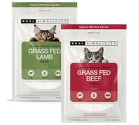Real Simplicity Premium Lickable Cat Treats, Grass Fed Meat Collection, 47% Beef & 45% Lamb, High Meat Single Protein, Grain Free Cat Food Topper, Adult Cats, 16 x 12g (4 Packs)