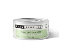 Real Simplicity Wet Cat Food Cans, Grain Free Single Protein Pate with Real Meat Shreds, Complete & Balanced, Cage Free Duck Recipe, Supports Healthy Tissue & Development, 24 x 79g