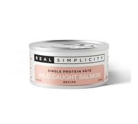 Real Simplicity Wet Cat Food Cans, Grain Free Single Protein Pate with Real Meat Shreds, Omega 3 Fatty Acids, Complete & Balanced, Wild Caught Salmon Recipe, Healthy Skin & Coat, 6 x 79g