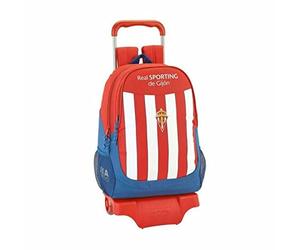 Real Sporting De Gijon Official School Backpack with Safta Trolley