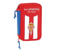 Real Sporting De Gijon Official School Pencil Case, 28 Items Included Multicolou