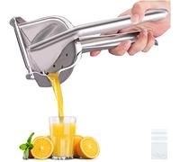 Real Stainless Steel Lemon Squeezer Citrus Juicer Hand Press Heavy Duty Manual Squeeze Juice Extractor Maker Orange Lime Grapefruit Presser - Bonus 50 Pcs Filter Bags