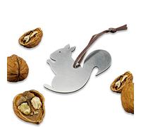 Real Stainless Steel Nutcracker Shape Squirrel with Leather Strap - 6.5 x 6.5 cm - Cellophane Plated Ideal as a Pendant or Small Gift