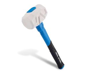 Real Steel Rubber Mallet Hammer 24 OZ White Rubber Hammer with Solid Head, Double-faced Mallets for Flooring, Woodworking, Camping, Automotive 0320