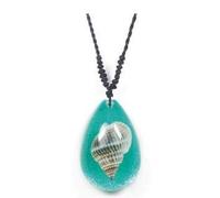 Real Surfers Sea Life Periwinkle Seashell Beach Necklace Charm AQUA - Adjustable Length