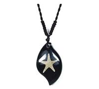 Real Surfers Sea Life Starfish Teardrop Necklace Charm BLACK