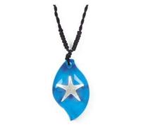 Real Surfers Sea Life Starfish Teardrop Necklace Charm BLUE