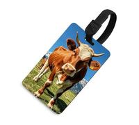 Real Swiss Cow Brown Luggage Tag for Suitcases TSA Approved with Name Id Card Suitcase Tags Identifiers Black Strap Clear Window Personalized Baggage Tag for Cruise Airport Travel Essentials