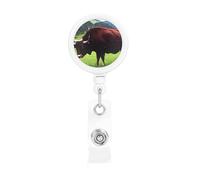 Real Swiss Cow Brown Print Retractable Badge Holder, Cute Nursing Badge Reel, Badge Clip Id Card Holders