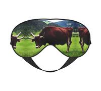 Real Swiss Cow Brown Print Soft Eye Mask/Sleep Eye Mask/Blackout Eye Mask, Suitable for Travel/Office/Yoga/Nap