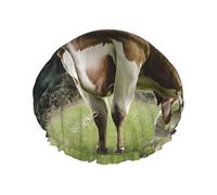 Real Swiss Cow Brown Printed Double Layer Lined Shower Cap,Shower Caps For Women Reusable