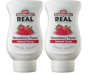 RE'AL Syrups Strawberry Puree Infused Fruit Syrup, Great for Cocktails, Cooking, Baking and Desserts, 500ml (Pack of 2)