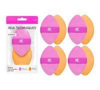 Real Techniques 4 Pack Miracle 2-In-1 Powder Puffs, Dual-Sided Makeup Blending Puff, Reversible Elastic Band, Precision Makeup Sponge and Powder Puff, For Liquid, Cream and Powder Products