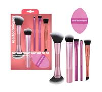 Real Techniques Big Blends Energy Brush + Dual-Sided Puff, 6 Piece Kit for Powder, Cream & Liquid Application, Precision Tools for Contour, Blending & Finishing, Vegan & Cruelty-Free