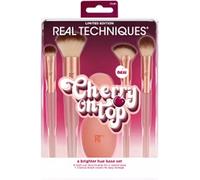 Real Techniques Cherry On Top A Brighter Hue Base Set, Face Makeup Brushes & Travel Covers, For Foundation, Concealer, Powder, & Blush, Synthetic Bristles, Vegan & Cruelty-Free, 6 Piece Set