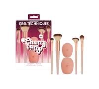 Real Techniques Cherry On Top A Brighter Hue Base Set, Face Makeup Brushes & Travel Covers, For Foundation, Concealer, Powder, & Blush, Synthetic Bristles, Vegan & Cruelty-Free, 6 Piece Set