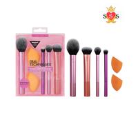 Real Techniques Everyday Essentials + Makeup Sponge Kit, 4 Brushes and 2 Blender