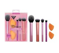 Real Techniques Everyday Essentials + Makeup Sponge Kit, 4 Makeup Brushes and 2 Makeup Blender Sponges,Blush, Bronzer, Eyeshadow, and Powder, Synthetic Bristles, Cruelty-Free, 6 Piece Set