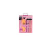 Real Techniques Everyday Essentials + Makeup Sponge Kit, 4 Makeup Brushes and 2 Makeup Blender Sponges,Blush, Bronzer, Eyeshadow, and Powder, Synthetic Bristles, Cruelty-Free, 6 Piece Set