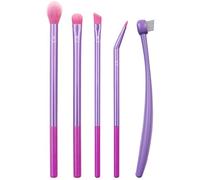 Real Techniques Eye Love Drama Makeup Brush Kit, Professional Eye Brush Set, Soft Bristles, Cosmetic Brushes For Eyeshadow, Eyebrow, Blending, Fan, and Eyelashs, 5 Piece Set, Purple