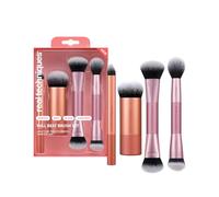 Real Techniques Full Beat Makeup Brush Set, Vegan & Cruelty-Free, 4-Piece | Brush Kit for Foundation, Blush, Bronzer & Concealer, Suitable for Cream, Liquid & Powder Formulas, Ideal for Travel