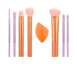 REAL TECHNIQUES Level Up Brush And Sponge Kit, Makeup Brushes For Eyeshadow, Foundation, Blush, & Bronzer, Makeup Blending Sponge, Makeup Tools, Synthetic Bristles, 9 Piece Set, 1 count