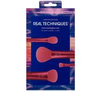 REAL TECHNIQUES Limited Edition Mini Mistleglow Makeup Brush Holiday Kit, For Liquid, Powder, and Cream Makeup, Stocking Stuffer, Pink, 4 Piece Set