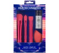 Real Techniques Limited Edition Sparkle + Sleigh Makeup Brush & Sponge Kit Makeup Spone Blender & Face Brushes For Flawless Finish 5 Piece Holiday G