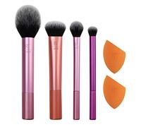Real Techniques Makeup Brush Set with 2 Makeup Sponge Blenders, for Eyeshadow, Foundation, Blush and Concealer, Ultra Plush Synthetic Bristles, 6-Piece Makeup Brush Set (Pack of 2)