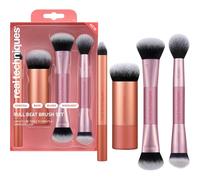 Real Techniques Full Beat Makeup Brush Set, 4 Piece Brush Kit for Foundation, Concealer, Blush, Contour, Highlight & Powder Blending, Travel Set, Soft UltraPlush Bristles, Cruelty-Free