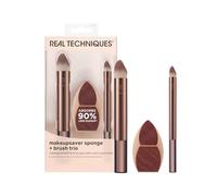 Real Techniques Makeupsaver Sponge + Brush Trio, Set of 3 | Face Sponge & Brushes for Liquid & Cream Formulas, Seamless Foundation & Concealer Blending, Less Makeup Waste