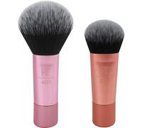 Real Techniques Mini Brush Foundation and Blush Duo, Travel Size, For Loose Blush and Liquid Foundation, 2 Piece Set