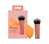 REAL TECHNIQUES Mini Travel Duo, 2 Piece Set: Multi, Dome-shaped, Synthetic, Cruelty Free, Vegan Makeup Brush Set
